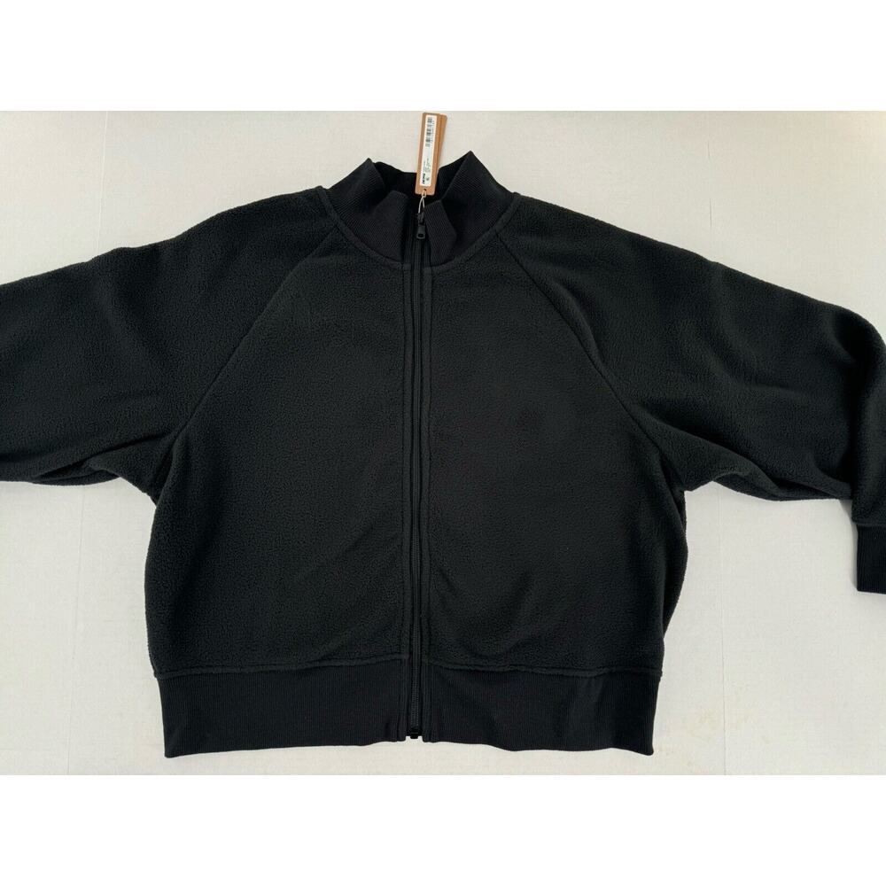 Skims Fleece Lounge Track Jacket Sz XXL Cropped Black Onyx Outdoor Casual New - Picture 3 of 15